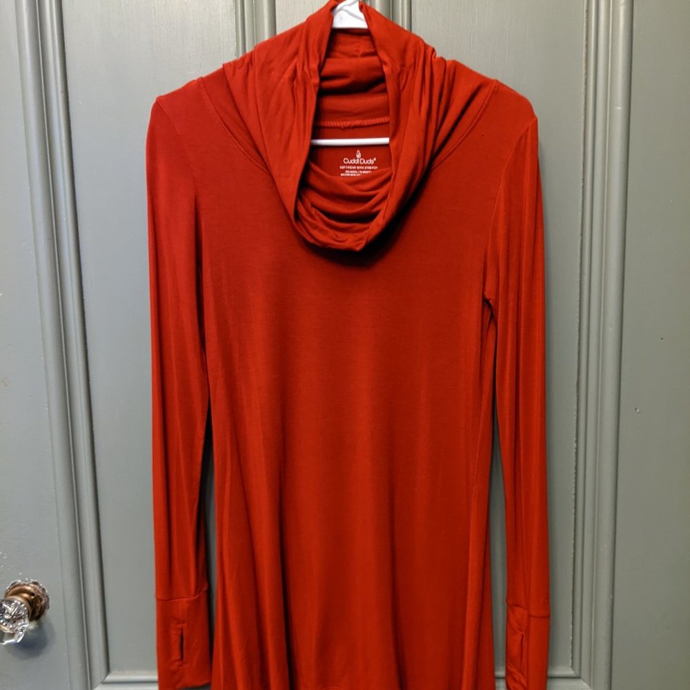 Red Cowl Neck Shirt Dress